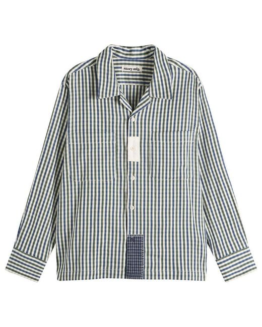 STORY mfg. Blue Check Pa Shirt