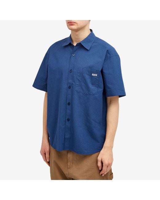 POLAR SKATE Blue Mitchell Short Sleeve Shirt for men