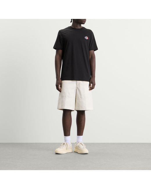 Moncler Black Cotton Patch Logo T-Shirt for men