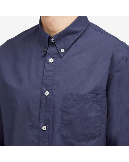 A.P.C. Blue Edouard Button Down Logo Shirt for men
