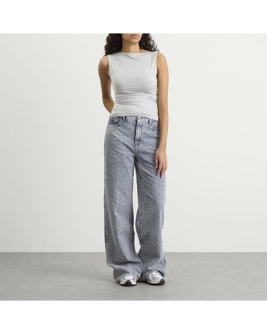 GOOD AMERICAN Blue Good Standard Straight Crystal Jeans