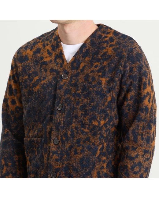 Universal Works Brown Night Leopard Cardigan for men