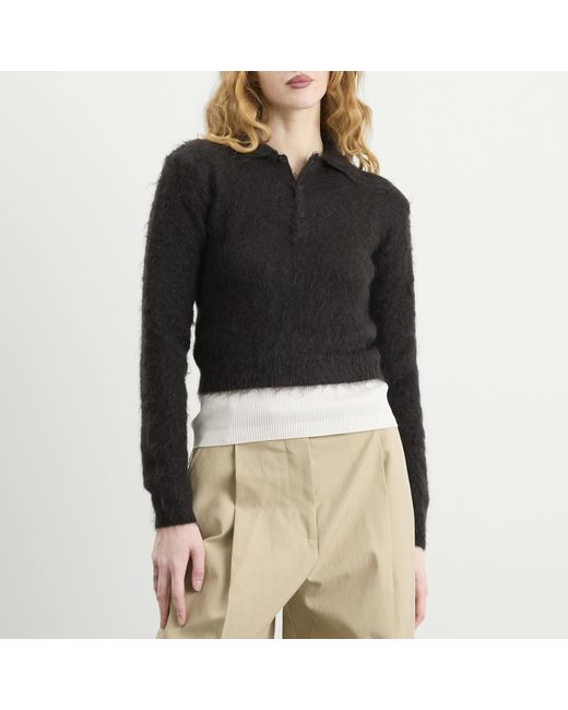 Auralee Black Mohair Knit Polo