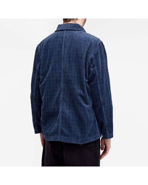 Universal Works Blue Houndstooth Cord Bakers Chore Jacket for men