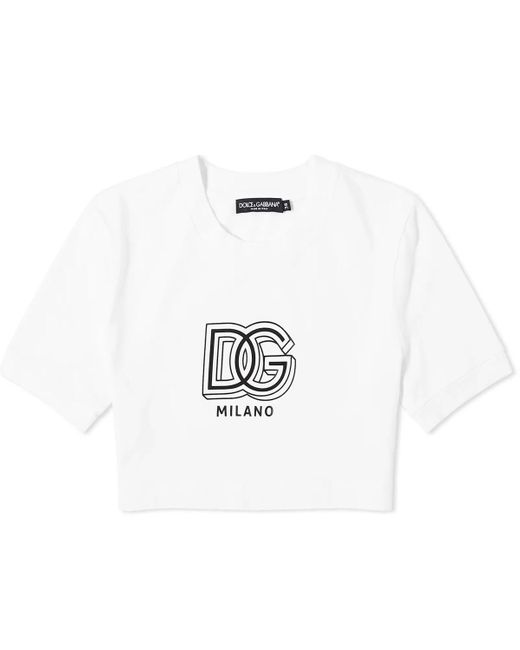 Dolce & Gabbana White Logo Crop Baby T-Shirt