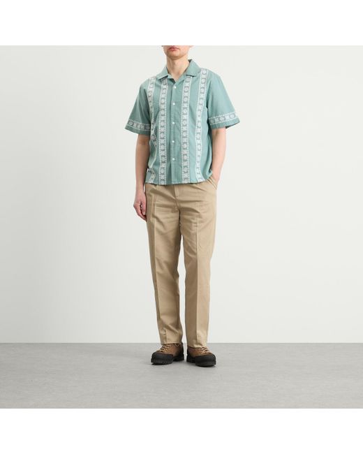 Wax London Blue Didcot Placement Border Vacation Shirt for men