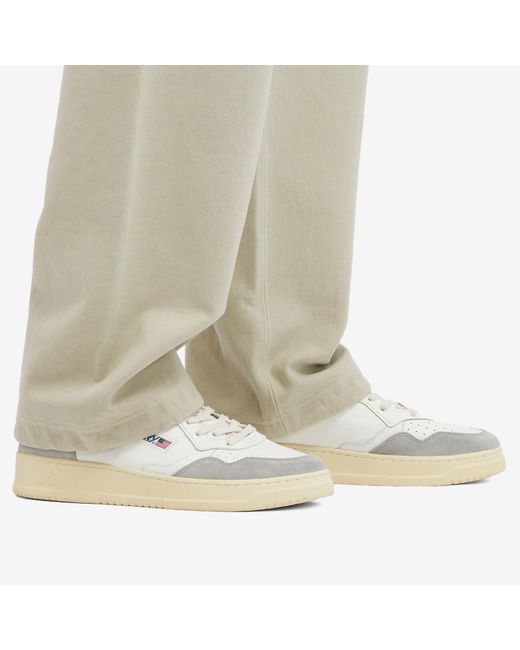 Autry White Medalist Goat Leather Suede Sneakers for men