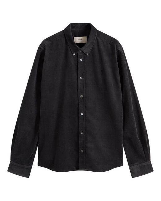 AMI Black Fine Corduroy Velvet Adc Shirt for men