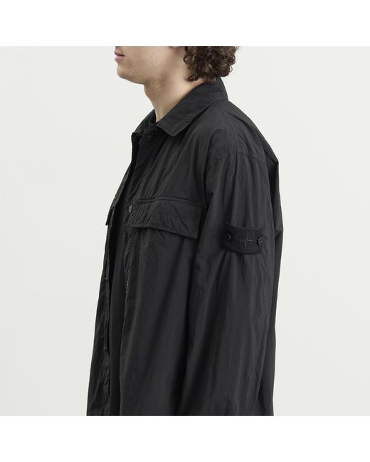 Stone Island Black Ghost Nylon Smerigliato Shirt Jacket for men