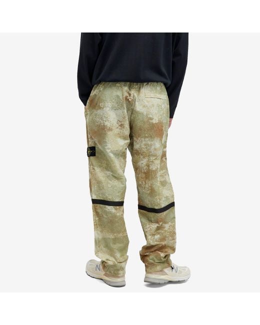 Stone Island Green Grid Camo Pants for men