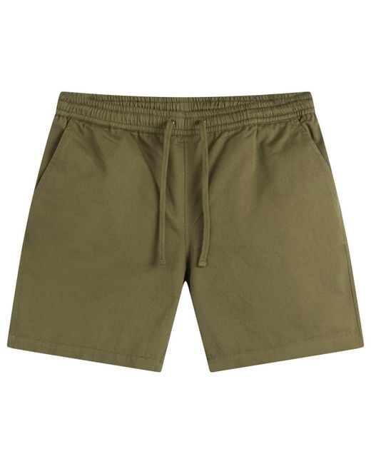 Universal Works Green Twill Beach Shorts for men
