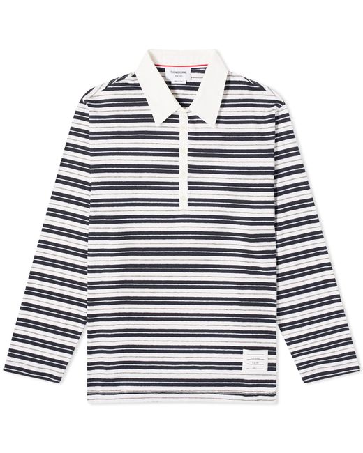 Thom Browne Blue Striped Rugby Fit Polo Shirt for men