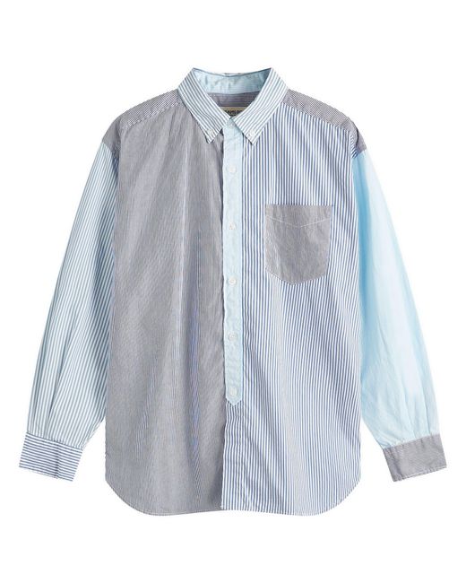 Beams Boy Blue Stripe Patchwork Long Sleeve Shirt