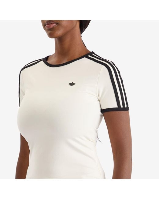 Adidas White 3 Stripe Cali T-Shirt