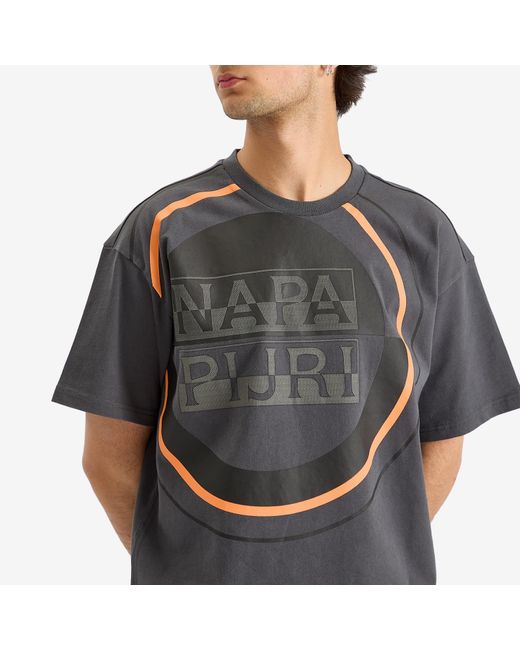 Napapijri Gray Premium Macro Dimension Print T-Shirt for men