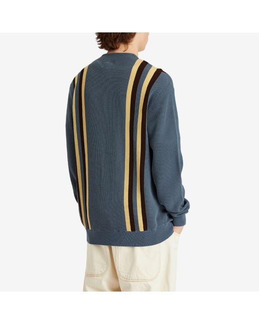 Beams Plus Blue Stripe Cardigan for men