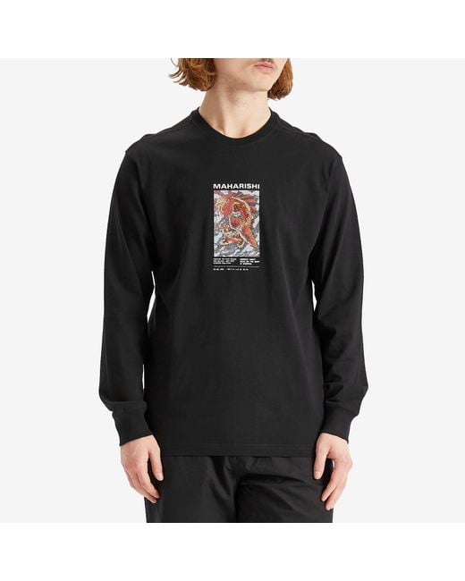 Maharishi Black Tiger Dragon Miltype Long Sleeve T-Shirt for men