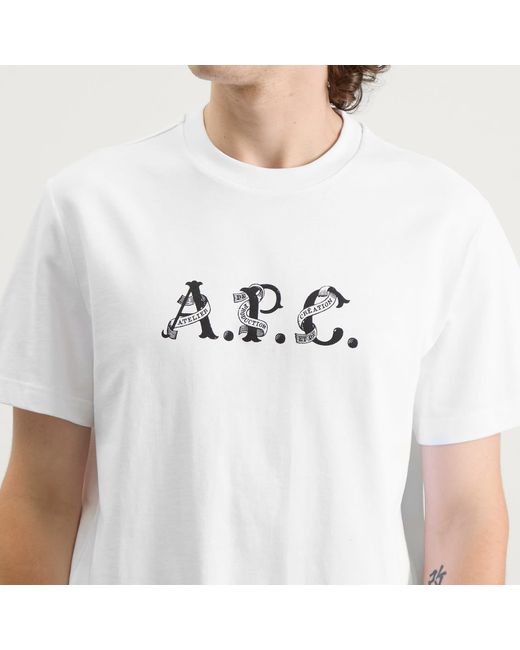 A.P.C. White Hugo Graphic Logo T-Shirt for men