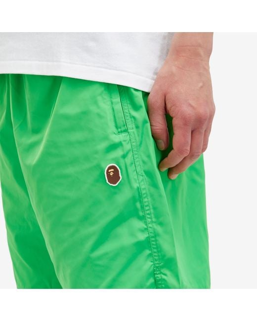 A Bathing Ape Green Ape Head Nylon Beach Short for men