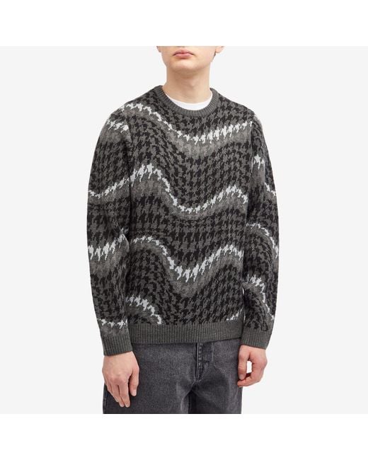 Dime Gray Houndstooth Knit Sweater for men