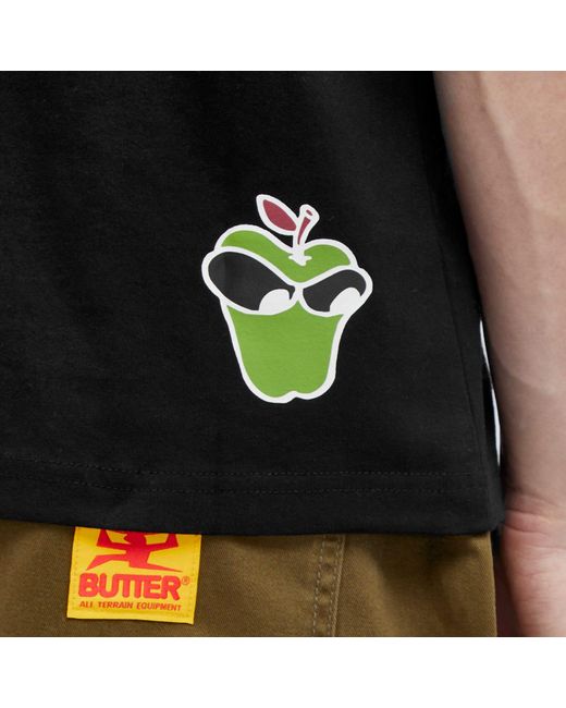Butter Goods Black Big Apple T-Shirt for men
