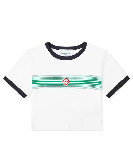 Casablancabrand Blue Logo Stripe Ringer T-Shirt