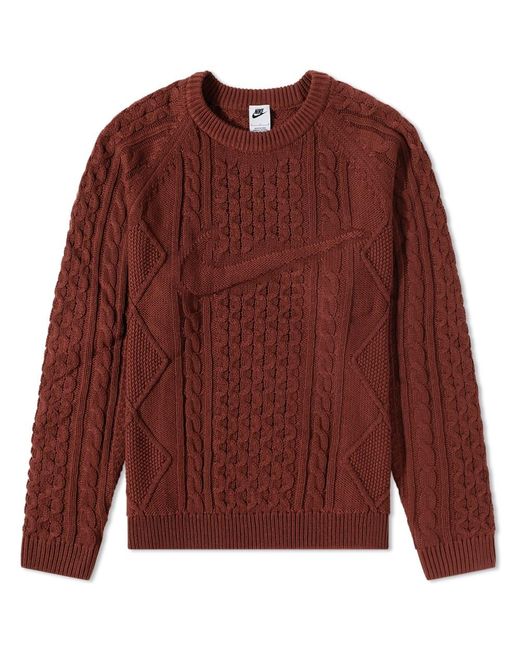 Nike Red Life Cable Knit Sweater for men