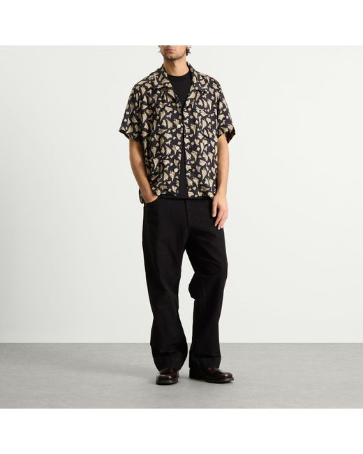 Bode Black Paper Hat Short Sleeve Shirt for men