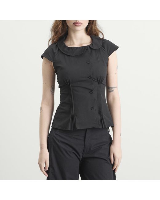 Peachy Den Black Missy Asymmetric Blouse