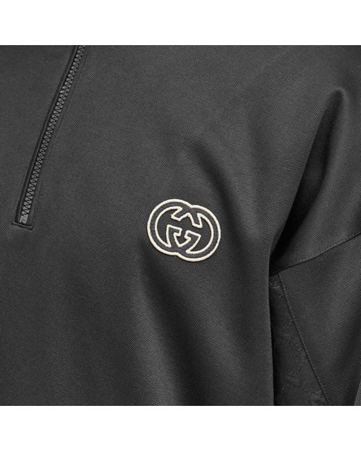 Gucci Black Interlocking Logo Half Zip Sweat for men