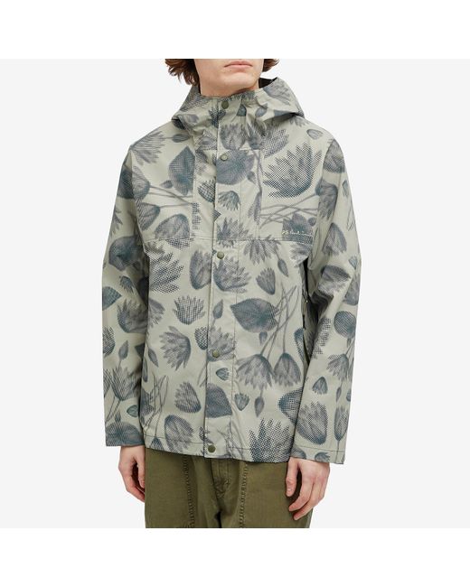 Paul Smith Gray Pixilated Flower Print Hooded Jacket for men