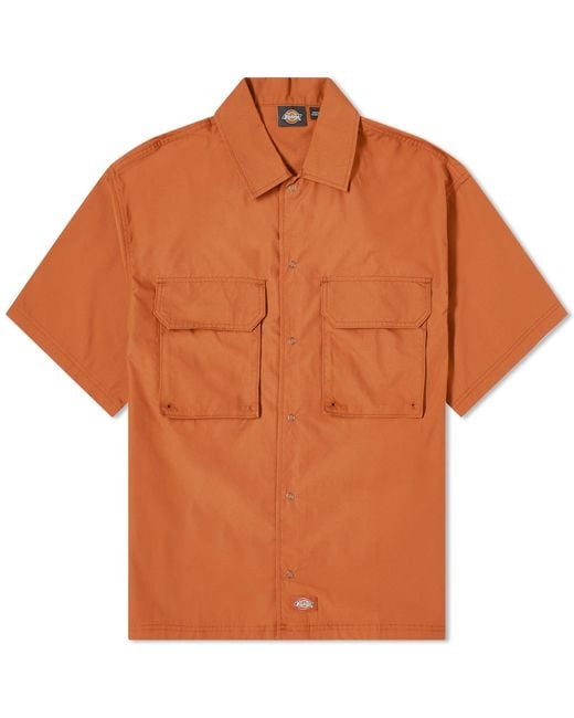 Dickies Brown Fishersville Short Sleeve Utility Shirt for men