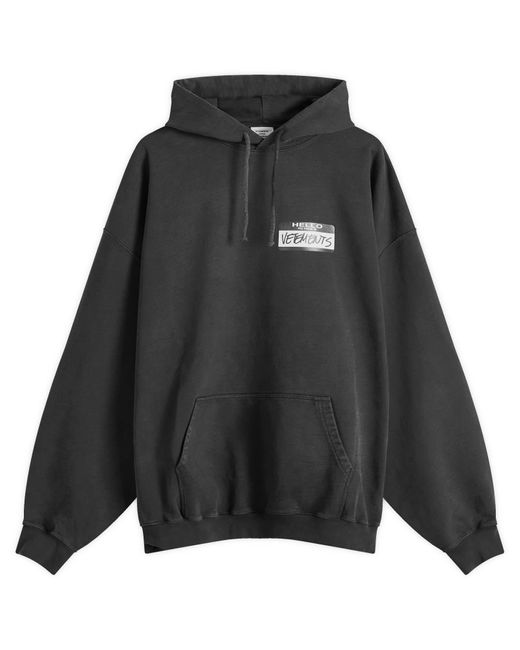 専用　VETEMENTS HELLO Hoodie Black VETEMENTS Men's Hello My Name Is Hoodie in Black Vetements