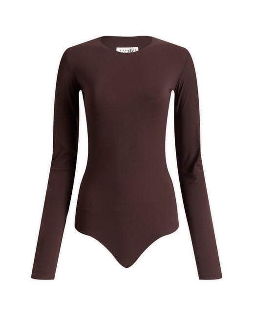 Maison Margiela Brown Mm6 Long Sleeve Bodysuit