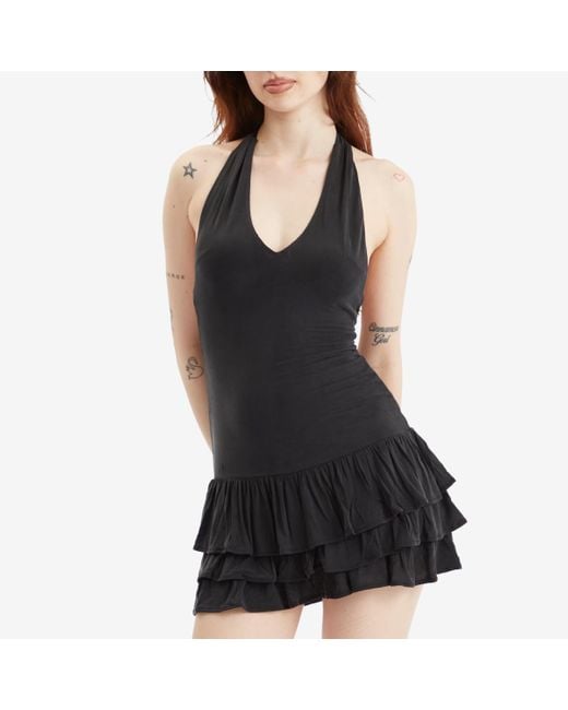 Peachy Den Black Kylie Halter Mini Dress