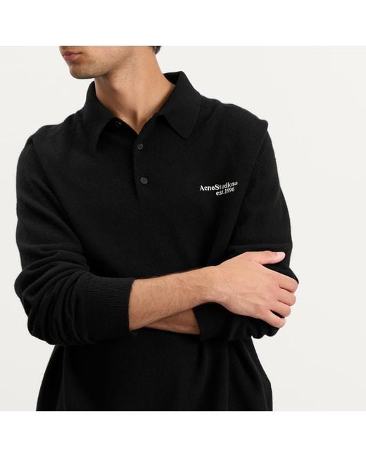 Acne Black Kluxey Light Richard Yak Polo Jumper for men