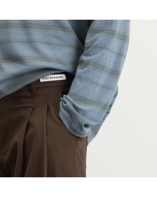 Porter James Brown Double Pleated Shorts for men