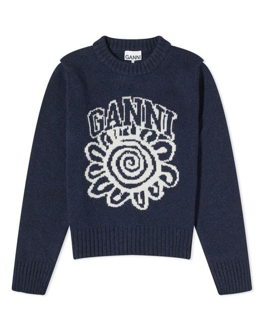 トップス GANNI Summer Lambswool Pullover XXS GANNI Summer Lambswool Pullover XXS Multicolour Pink Logo Wool Mix