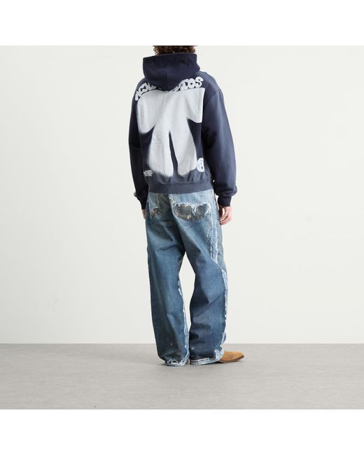 Acne Blue Bow Spray Print Hoodie for men