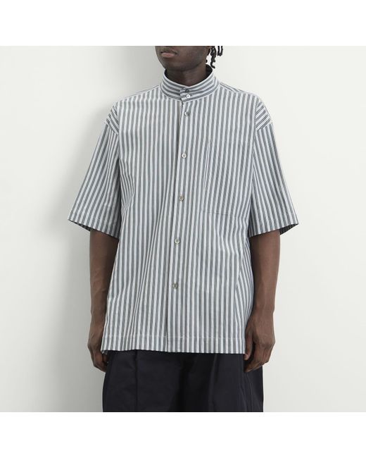 Homme Plissé Issey Miyake Gray Stripe Short Sleeve Shirt for men