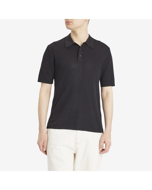 Rag & Bone Black Harvey Knit Polo Shirt for men