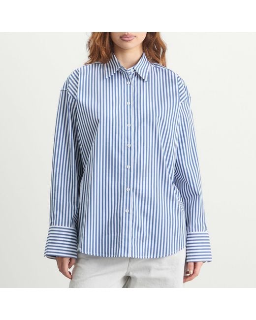 GOOD AMERICAN Blue Poplin Oversized Shirt