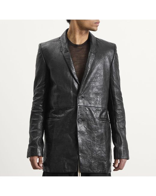 Rick Owens Black Leather Blazer for men