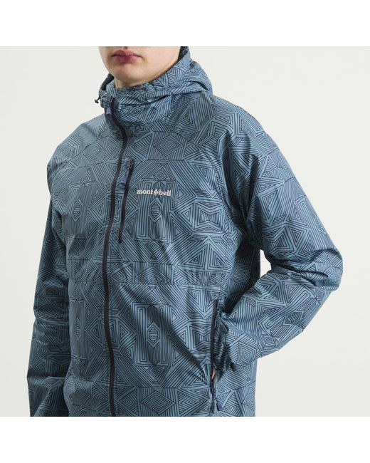 Montbell Blue Wind Blast Print Hooded Jacket for men