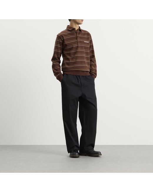 No Problemo Brown Striped Ls Rugby Shirt
