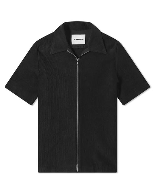 Jil Sander Black Jil Sander Plus Fine Cord Zip Short Sleeve Shirt for men