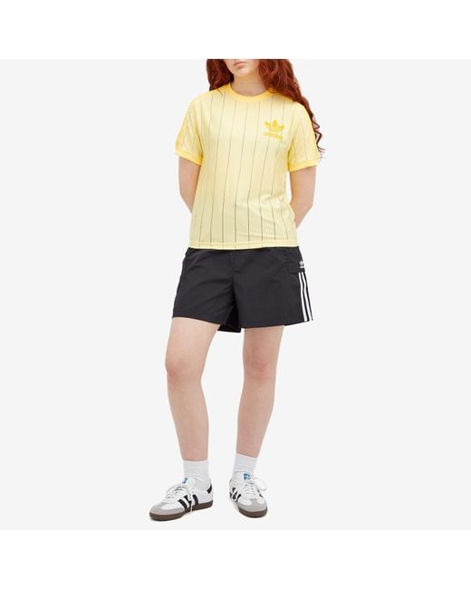 Adidas Yellow 3 Stripe T-Shirt