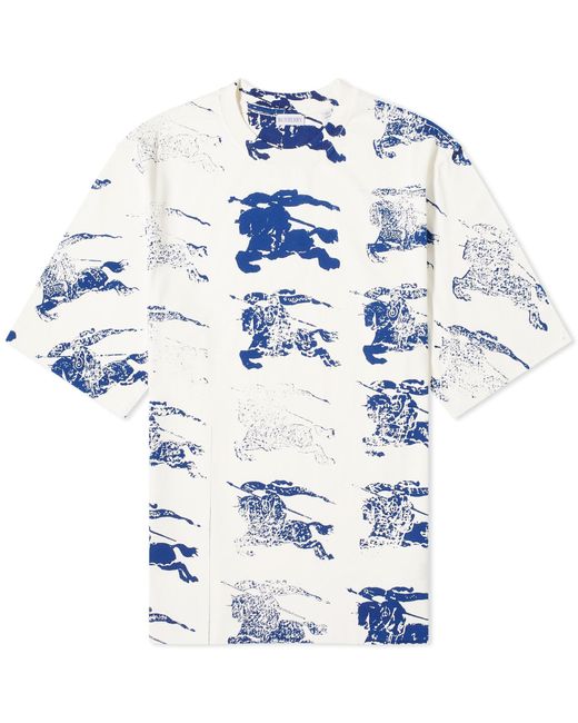 Burberry Blue All Over Ekd Print T-Shirt for men