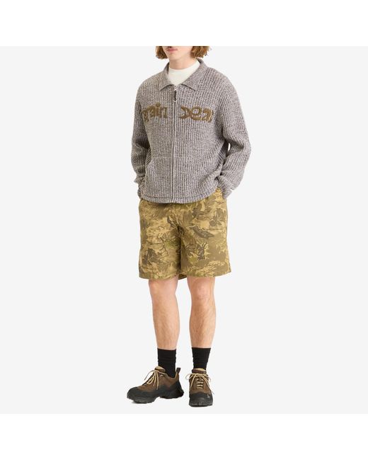 Brain Dead Gray Rib Knit Cardigan for men