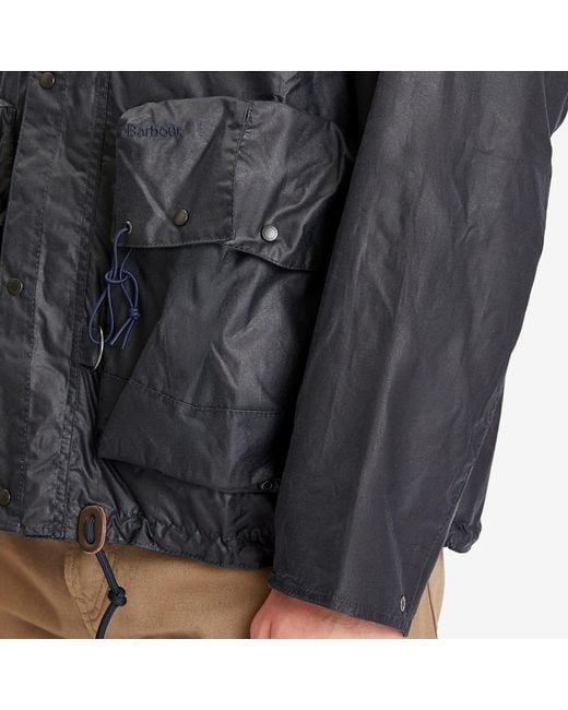 Barbour Black Heritage+ Modified Durham Wax Jacket for men